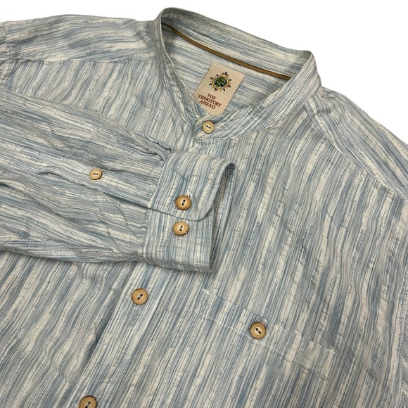The Territory Ahead Other - The Territory Ahead Seersucker Shirt Mens Large Blue White Long Sleeve Cotton